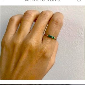 14K Yellow Gold 3stone Emerald Ring from Jennie Kwon